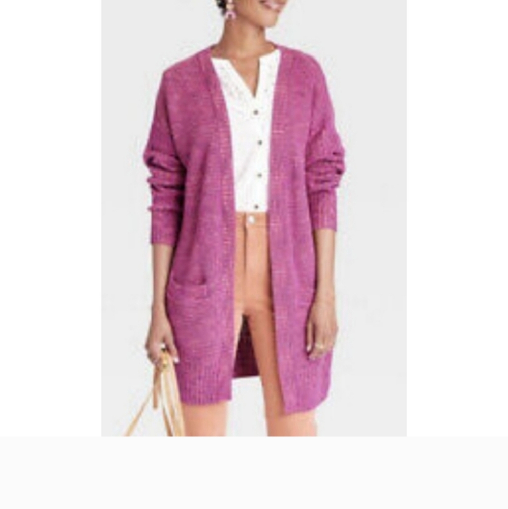 Knox Rose women's  Pink oversized Sweater Cardigan with pockets Size Small NWT